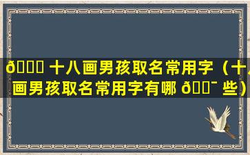 🐋 十八画男孩取名常用字（十八画男孩取名常用字有哪 🐯 些）